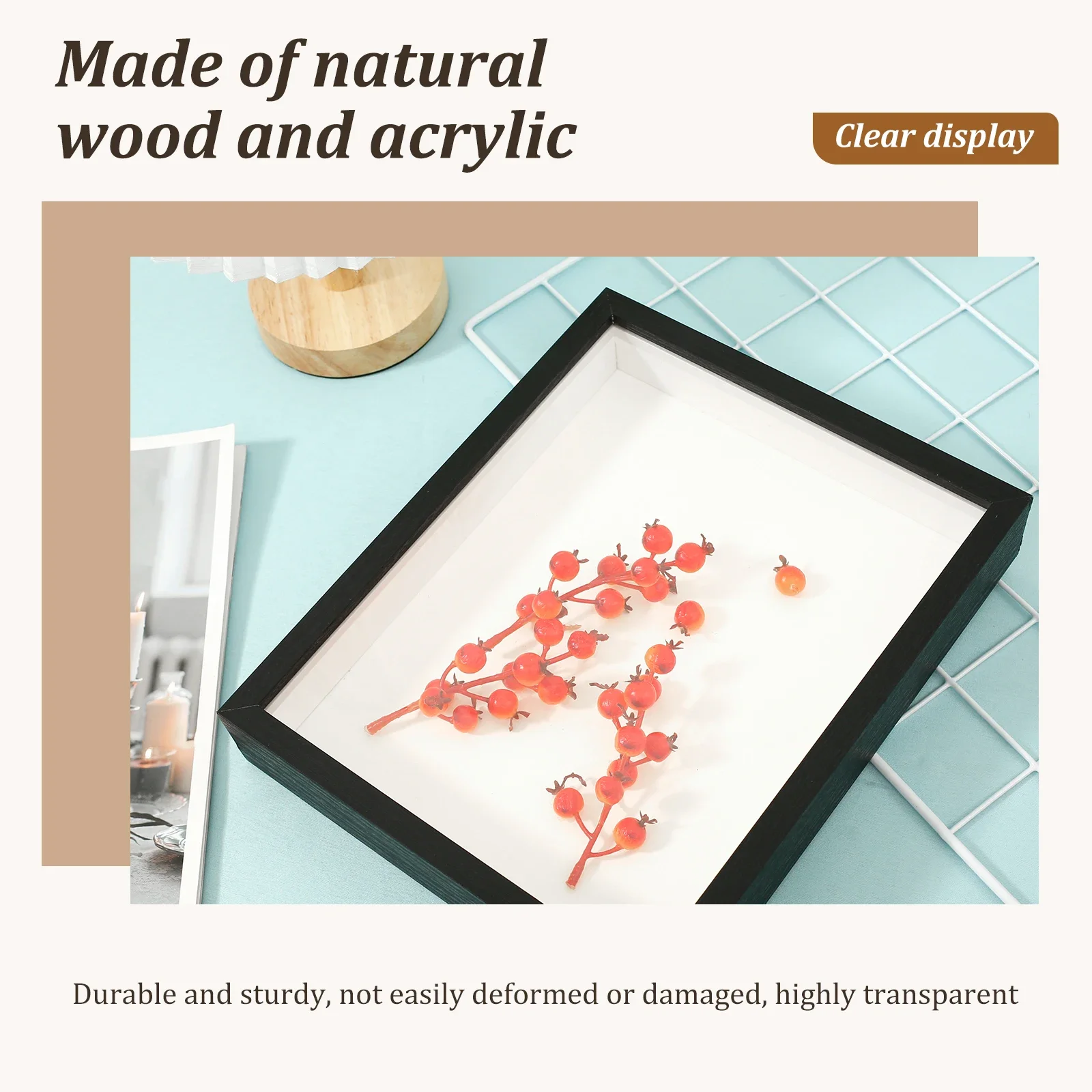 2Pcs Shadow Box Frame Wood Shadow Box 3D Picture Frame 3 cm Inner Depth Shadow Boxes Display Cases Decorative Deep Display Box