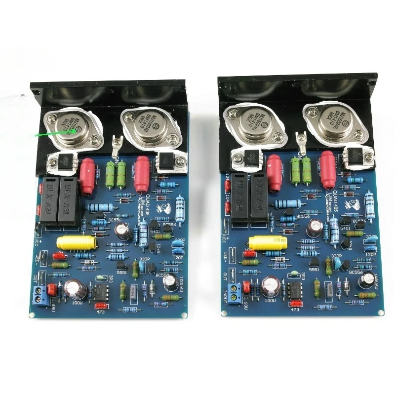 One Pair QUAD405  MJ15024 100W 8R DIY KITS Finished Baord Dual Channel Amplifier Board w/Angle Aluminum  1pcs