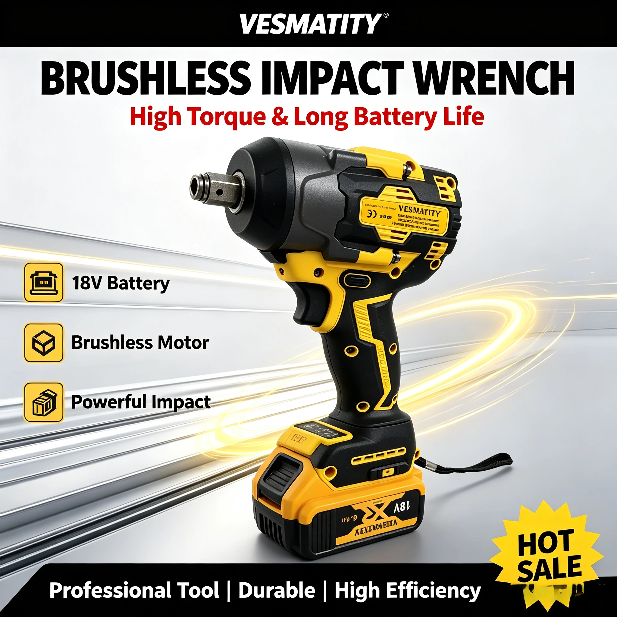 Electric Screwdriver 500N.M High Torque Electric Drill Screwdriver Impact Drill Power Tool for Dewalt Battery