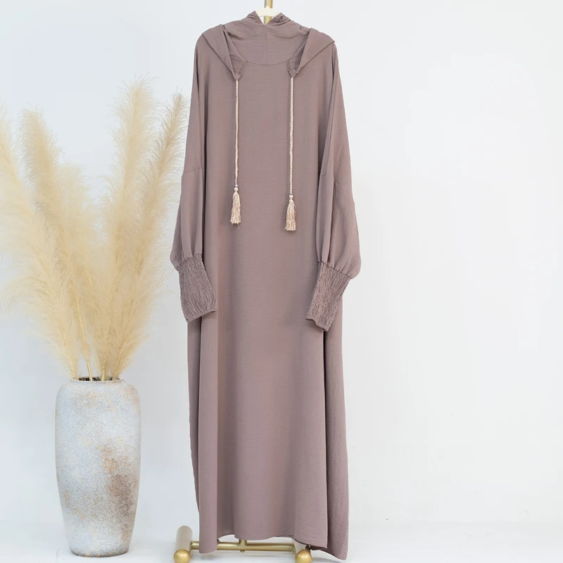 Saudi Women Abayas Muslim Ramadan Prayer Clothing With Hooded Jalaba Solid Casual Batwing Sleeve Arab Oriental Robe Eid Djellaba