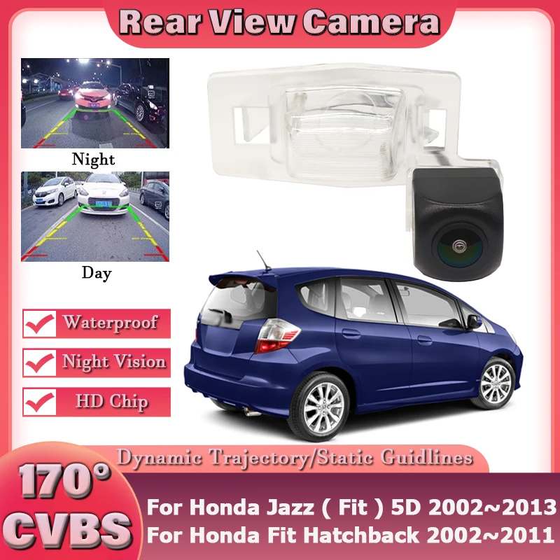 HD170° Intelligent Dynamic Trajectory Tracks Car Rear View HD Camera For Honda Jazz ( Fit ) 5D 2002~2013 Fit Hatchback 2002~2011