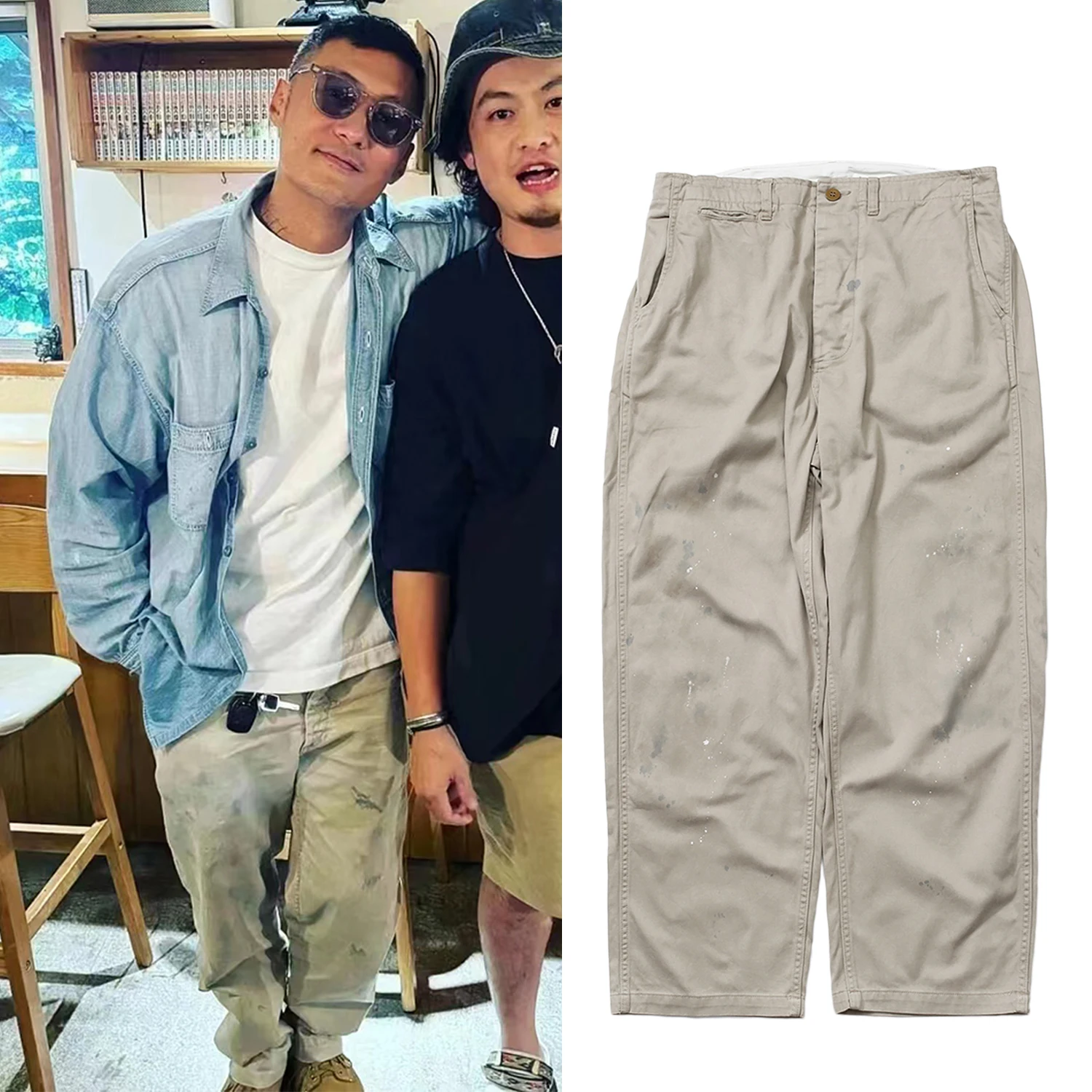 

Waed out Ink Splatter Dir Pants Casual Straight Leg Cotton Workwear for Men Spring Summer Autumn Winter Faion Trend