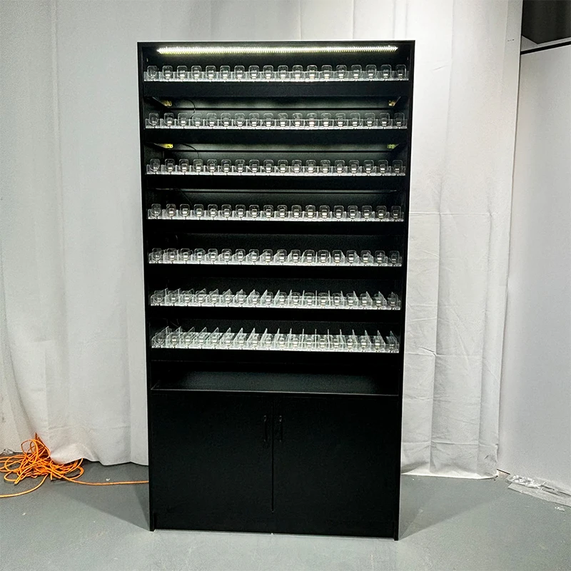 Factory Customized Cigarette Display Stand with LED Light & Pusher Smoke Shop Showcase