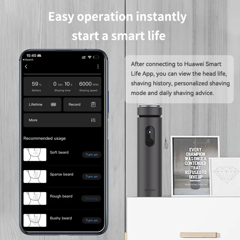 Dynacare Smart Electric Portable Fast Charge rasoio impermeabile Turbo Six Leaf cura degli uomini