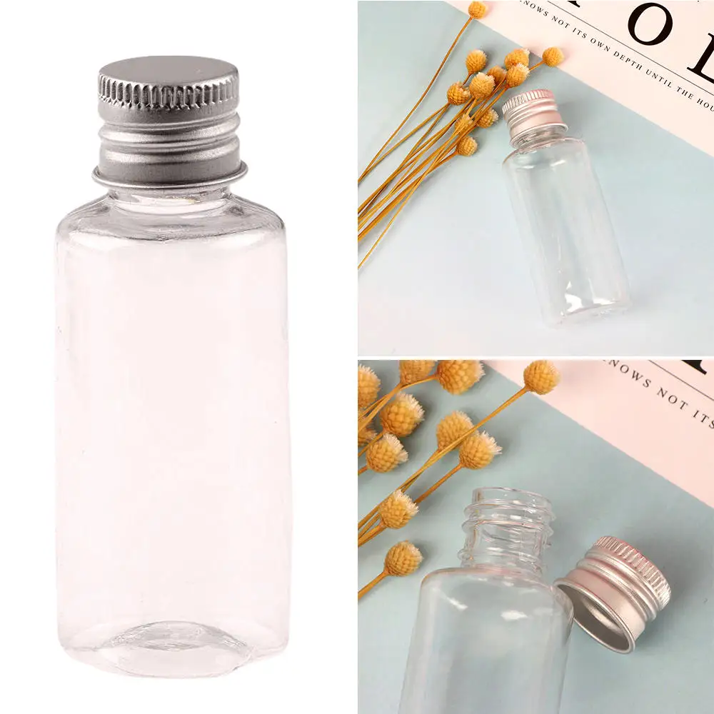 5/10/20/30/60ml Transparent Aluminium Screw Cap Plastic Bottle Empty Refillable Bottles Small Jars Cosmetic Container Travel Kit