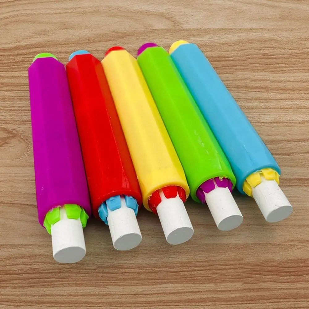 5Pcs/Set High-quality Colourful Chalk Protector Adjustable Reusable Chalk Holder Dustless Press Type Chalk Clip