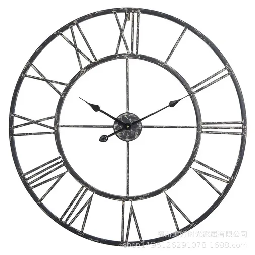 

Nordic atmosphere simple personality creative fashion living room American retro cafe peeling wrought iron big hanging clock