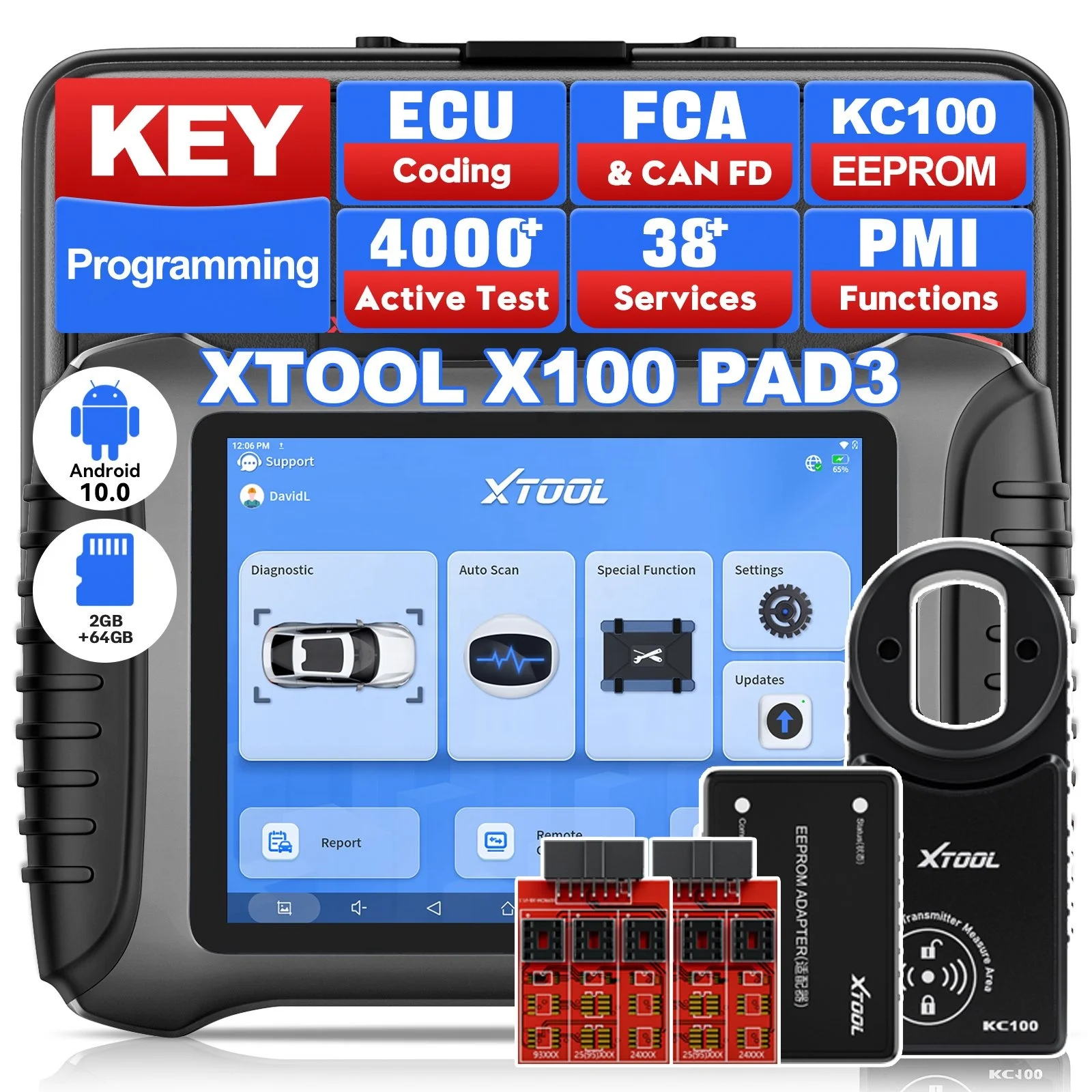 Car Diagnostic Tool - เครื่องมือสแกนโปรแกรมกุญแจรถยนต์ XTOOL X100 PAD3 พร้อม KC100