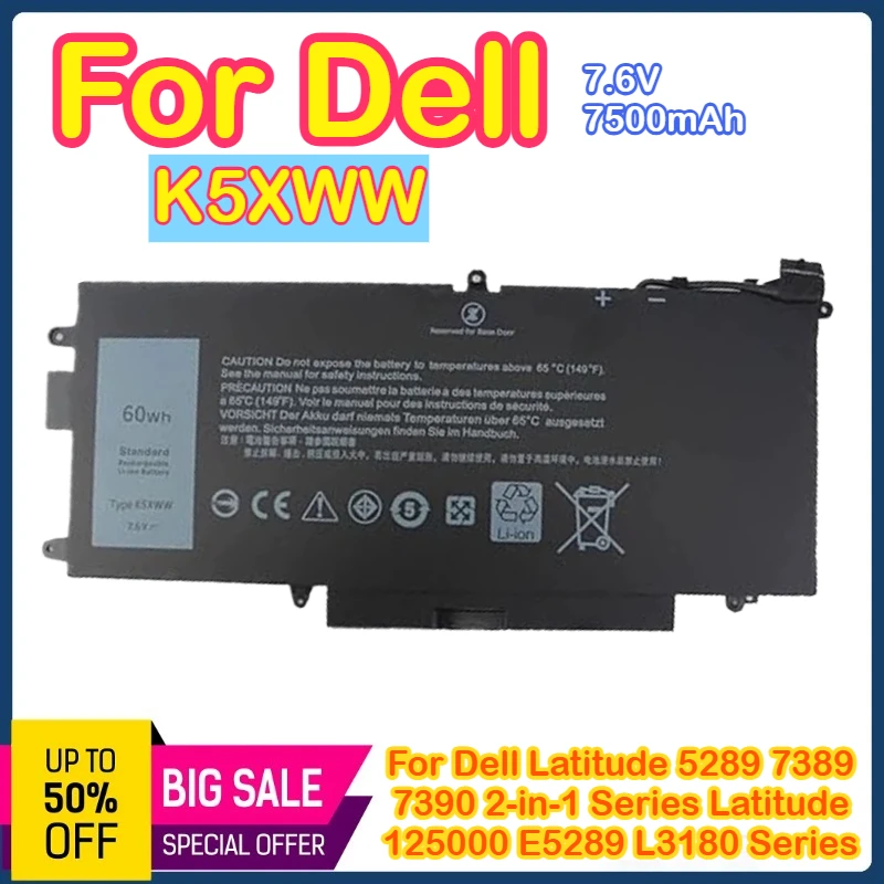

K5XWW For Dell Latitude 7390 7389 5289 2in1 K5XWW Battery