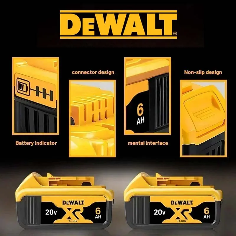 Vysokokapacitní lithiová baterie DEWALT 20V 5,0 Ah 6,0 Ah Dlouhá doba chodu pro vrtačku, šroubovák, pilu, foukač, vysavač DCB205 DCB206 DCB1104 - náhled 3