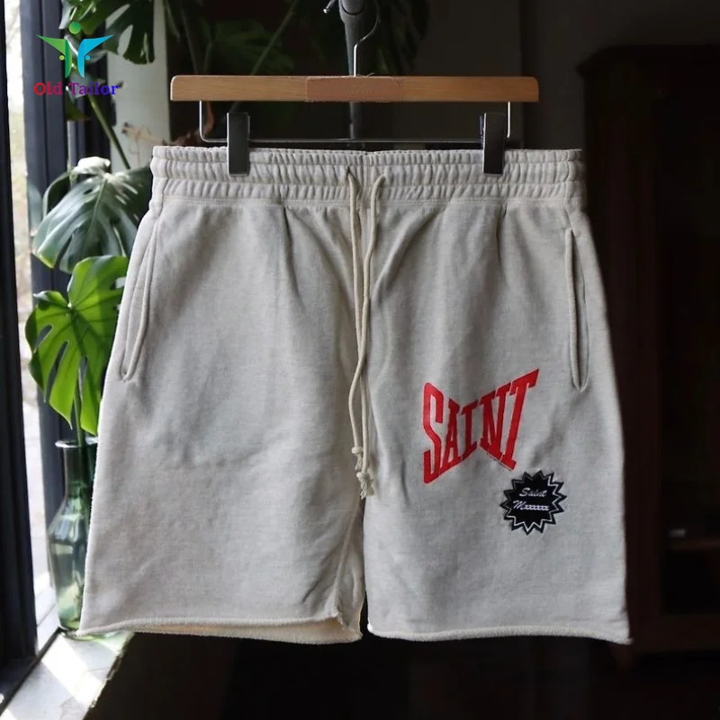 

High Street Almond Black Classic Print Logo SAINT Shorts Vintage Cotton Trend Loose Mens Womens Shorts