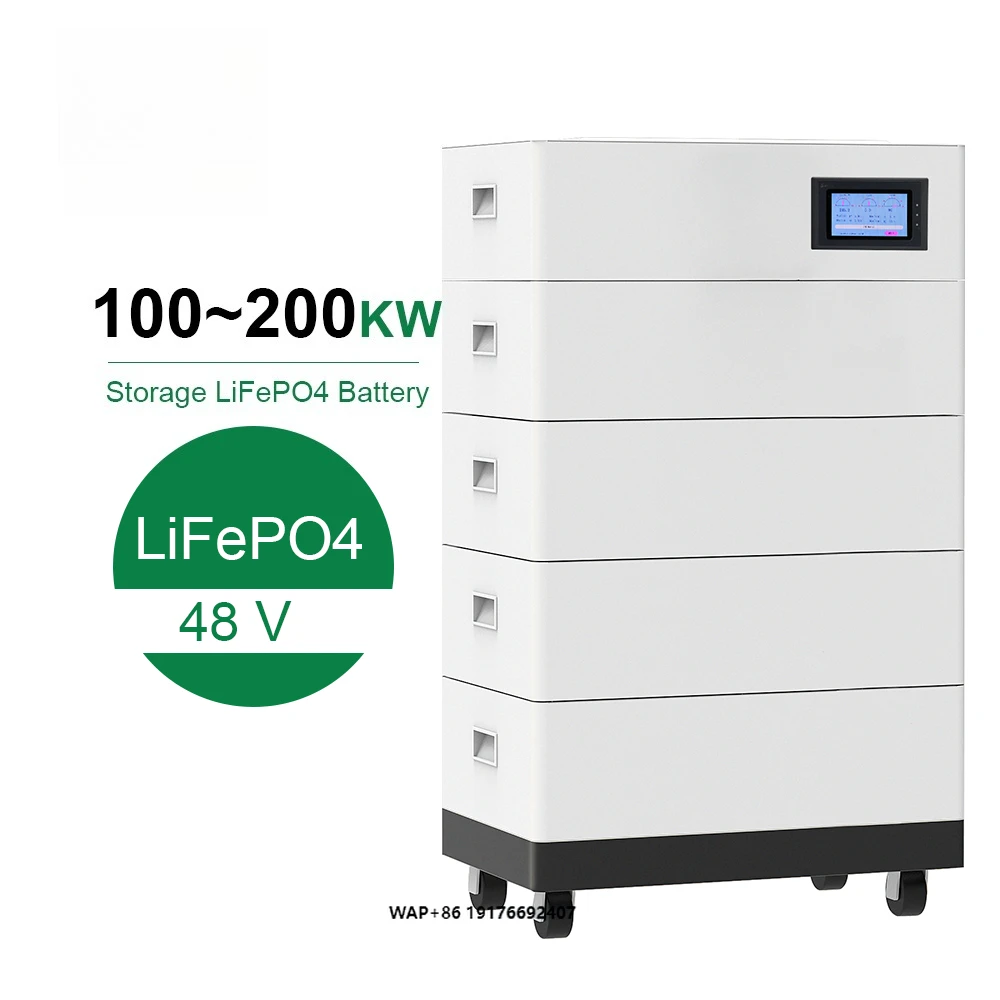 Long Life 48V 300AH 100ah Stacked Lithium Battery 100KW 200KW High Voltage LiFePO4 Battery System