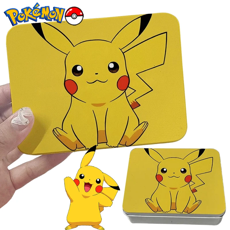 Pokemon Pikachu Metal Storage Box Portable Sealed Packing Jewelry Candy Box Organizer Photo Card Multi-function Storage Box Gift