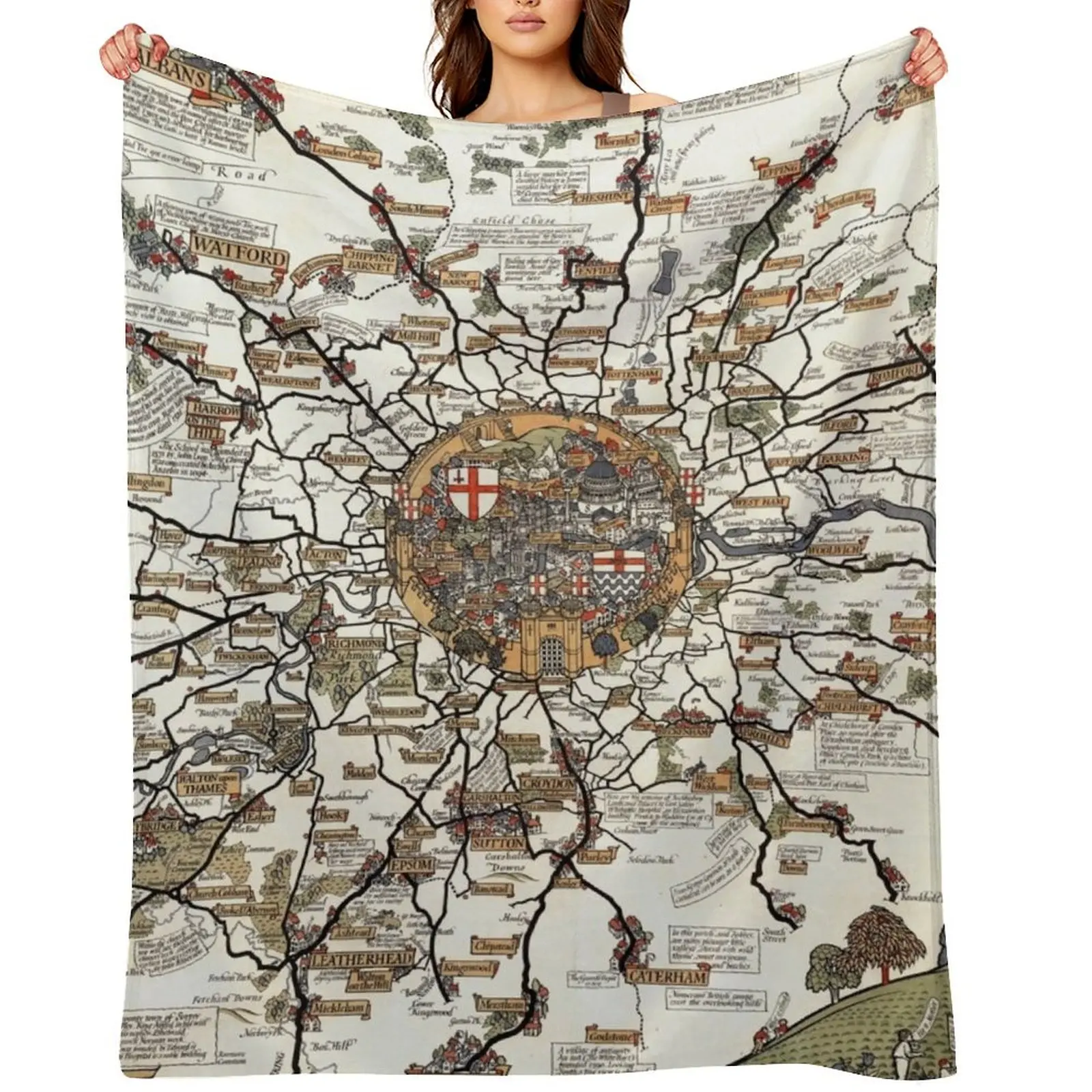 1928 Vintage London Bus-Services Map Throw Blanket Tourist Luxury Soft Plush Plaid Sofas For Baby Blankets