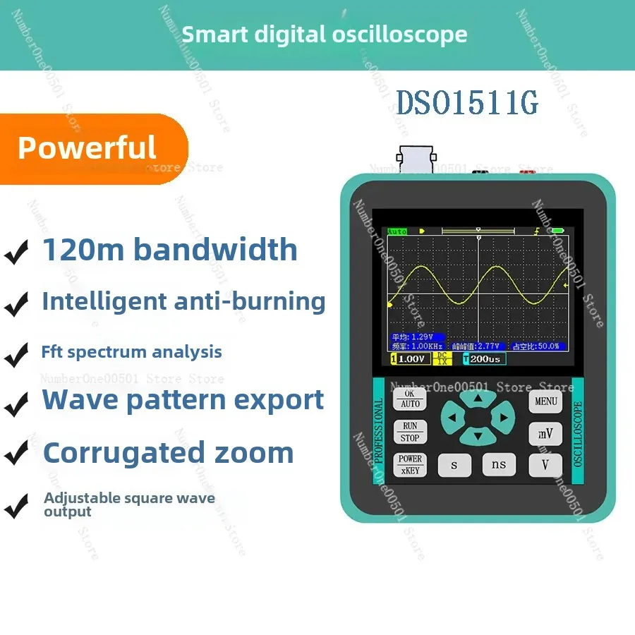 DSO1511G Yüksek Performanslı El Küçük Mini Taşınabilir Dijital Osiloskop 120 M Bant Genişliği Bakım Oto Tamir vb