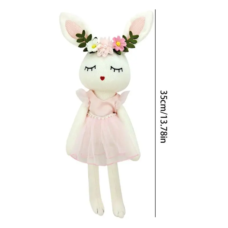 Lapin en peluche tricoté avec robe de princesse en tulle, lapin en peluche au beurre, lapin mignon, oreiller en peluche, 14 po