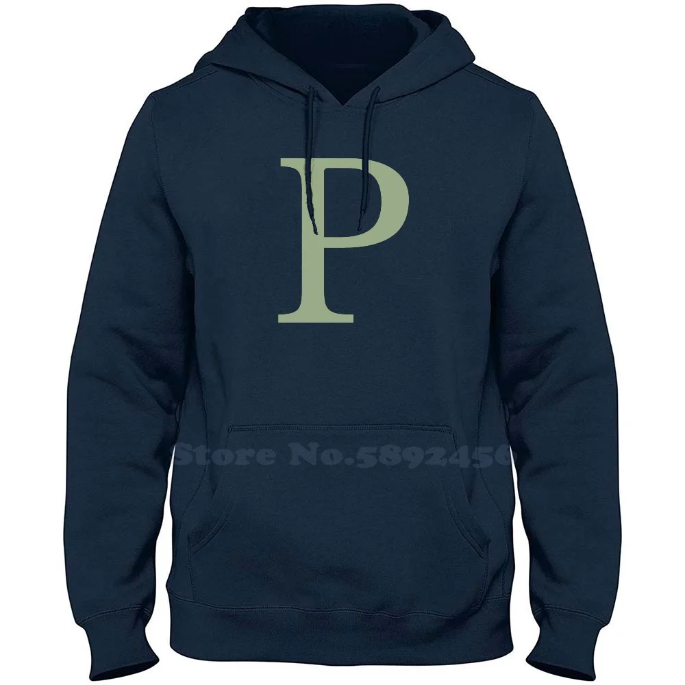 Letter P - Sage Green Color Long Sleeve Sweatshirt Casual 100% cotton Hoodie