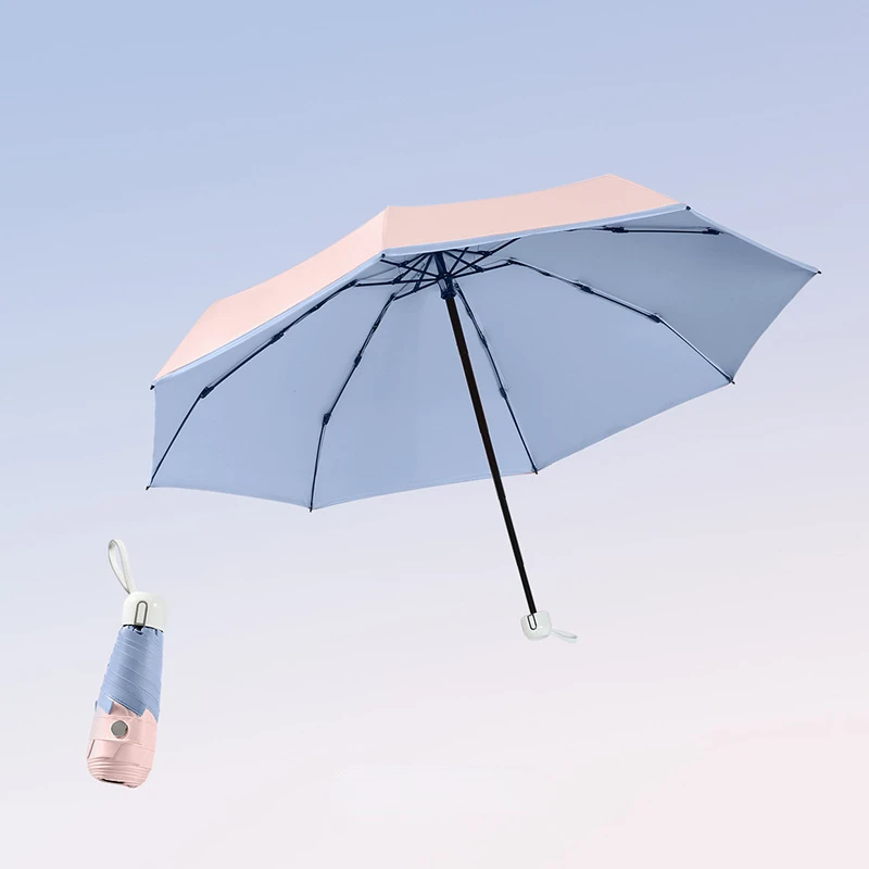 Mini Portable Pocket Umbrella for Women, 6 Bone, 5 Folding UV Sunshade, Small Sunny and Rainy Umbrellas