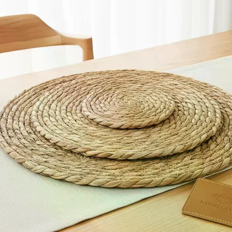 Pot Mats Handwoven Rattan Placemats Round Heat Insulation Mats Natural Woven Table Mats For Dining Home Wedding Decor