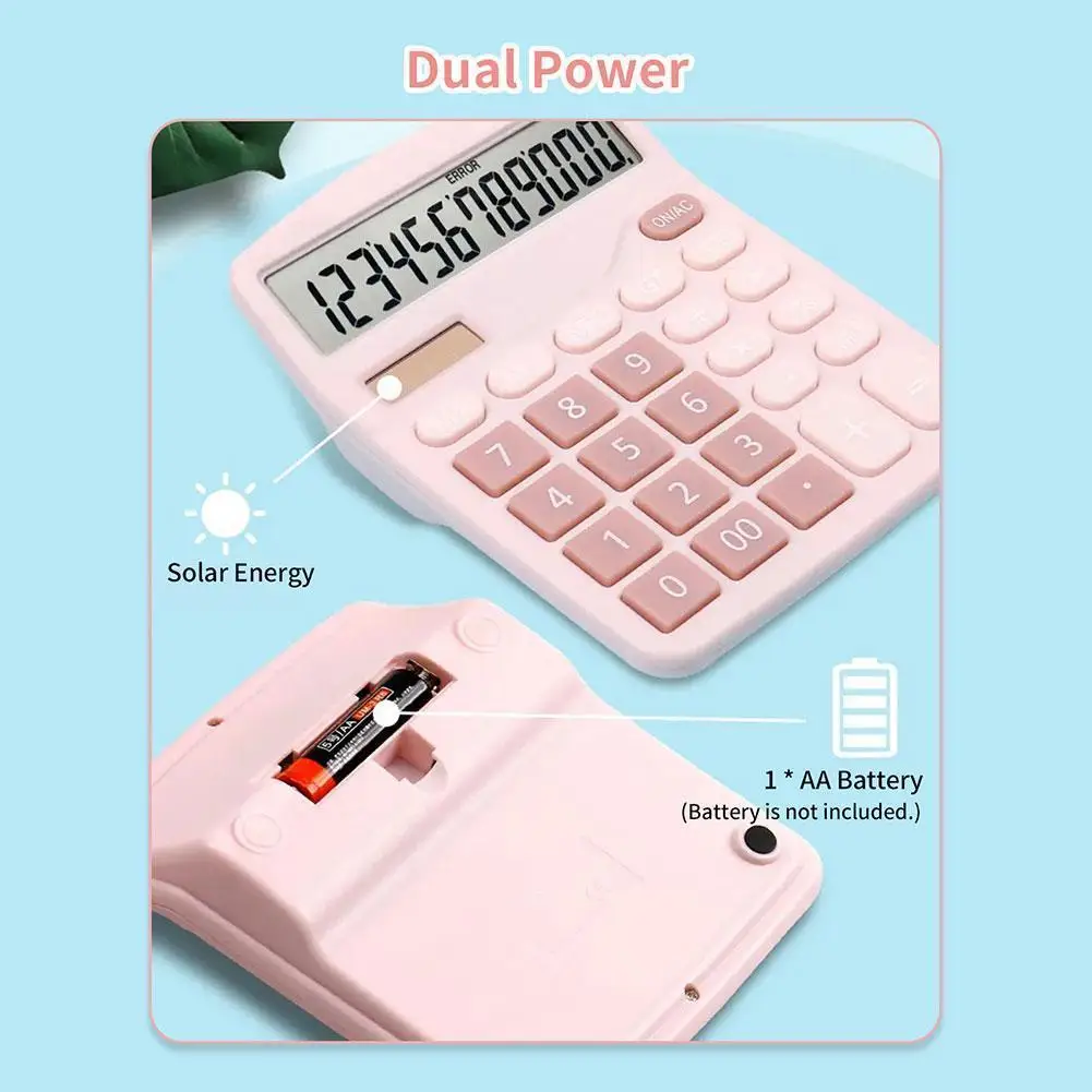 

12 Digits Large LCD Solar Battery Dual Calculator Desktop Financial Calculator Standard without Calculator Function Battery V8Y0
