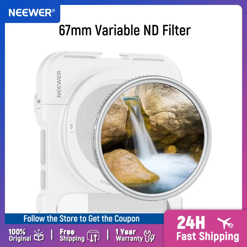

NEEWER 67mm Variable ND Filter Adjustable ND2-32 HD Optical Glass Silver Aluminum Alloy Slim Frame for Camera Lens & Phone