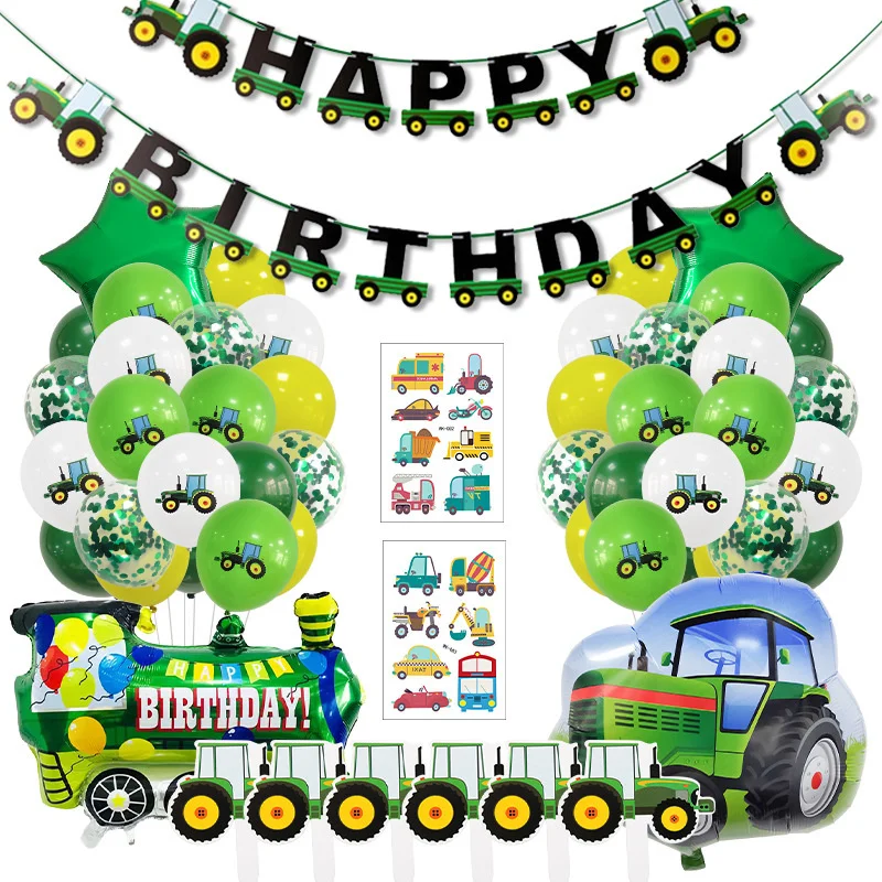 Farm themed birthday party decoration balloon set Tractor birthday balloon vehicle farm theme birthday party balloon set