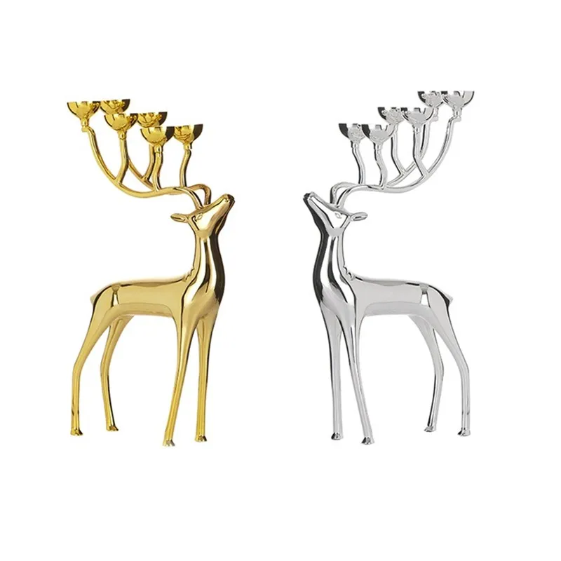 Imagem -02 - Natal Fawn Candlestick Ouro Prata Seis-headed Criativo Festa de Aniversário do Casamento Decoração para Casa Jóias Ornamentos Retro Candelabros