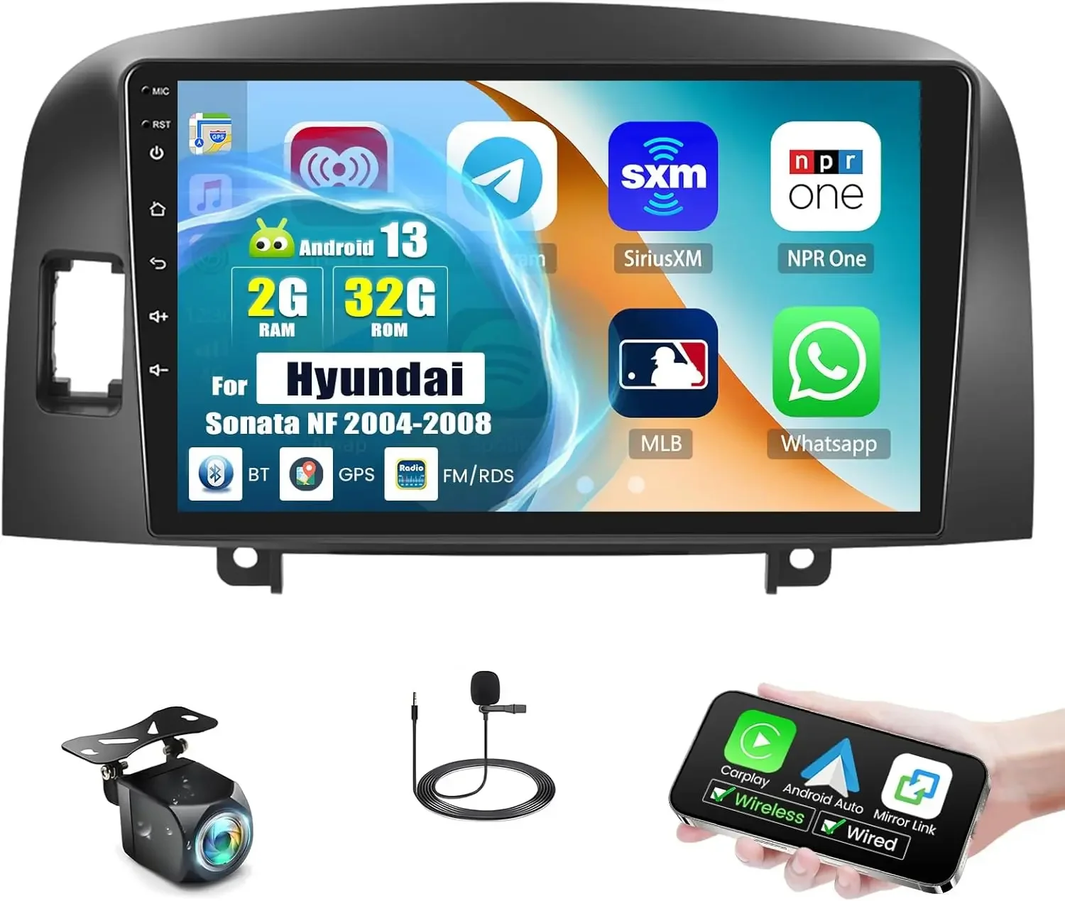 

9inch Car Stereo Radio Car-play GPS Wifi Compatible for Sonata NF 2004-2008 Android 13