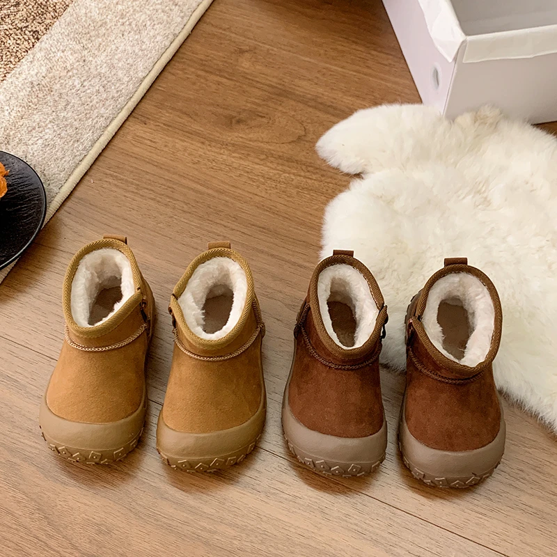 

Kids Short Boots Toes Capped British Style Boys Girls Casual Boots Versatile Non-slip 2025 Winter New Children Ankle Boots Soft
