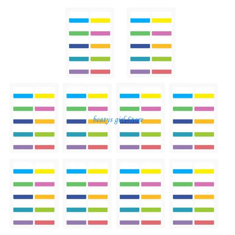 C7AB 10 Sheets Multicolored Plastic Index Tabs Adhesive PET Label For Books Binder Planner Journal Documents Classification