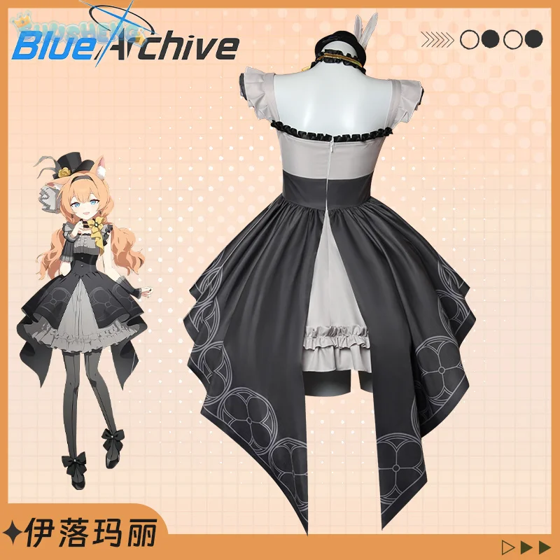 Iochi marī jogo azul arquivo traje novo lolita doce vestido chapéu superior orelhas meia acessórios conjunto festa carnaval menina uniforme