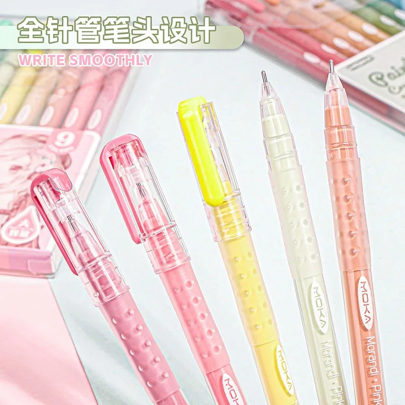 1 Box of 9 Large Capacity Colorful Painting Hand Account Gel Pens, Kawaii School Supplies,  Back To School Gifts.