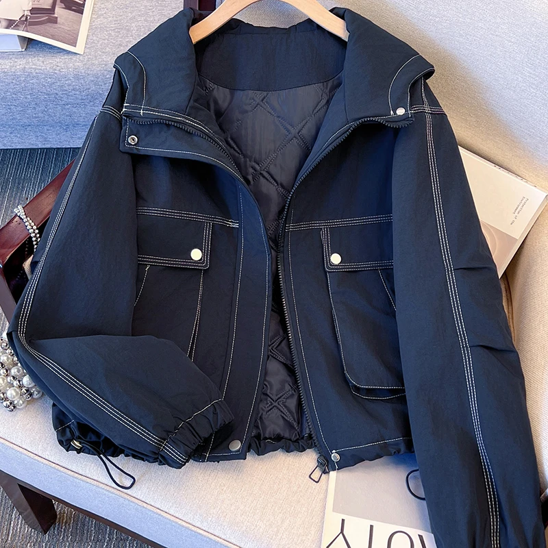 

2025 New Fashionable Hooded Coat Autumn Winter Trendy Unisex Cotton Jackets Daily Casual Versatile Thickened Outerwear