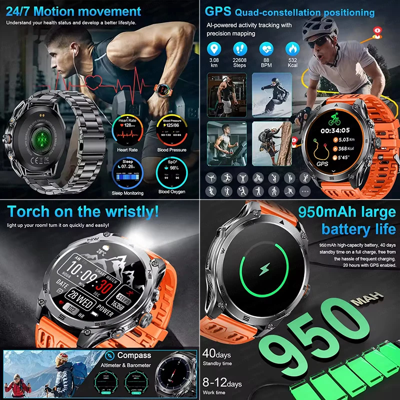 2025NEW Military GPS Smartwatch 1.75