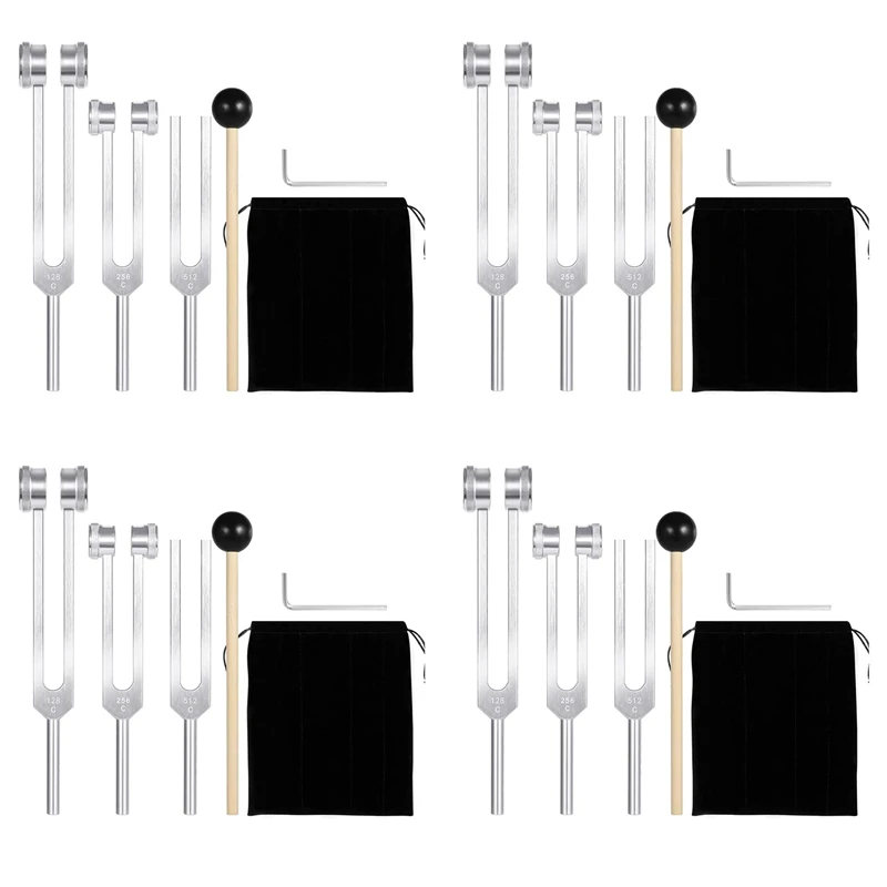 

Tuning Fork Set (128Hz, 256Hz, 512Hz) Of 12 Pack,Tuning Forks With Reflex Hammer For Sound Healing Sound Vibration Tools