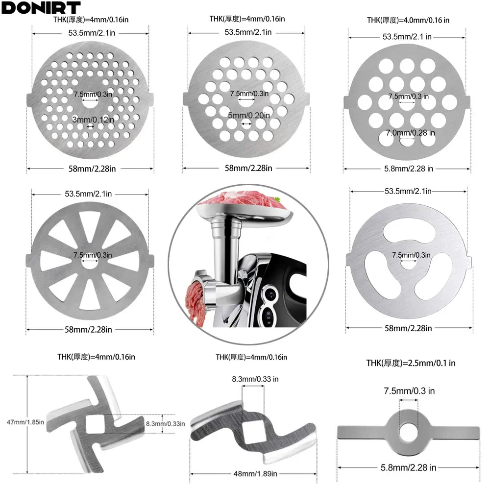 Fleischwolf Ritzel mischer Ersatzteile Fleischwolf Messer Edelstahl gitter für Lebensmittel mühle Zubehör Küchen werkzeug