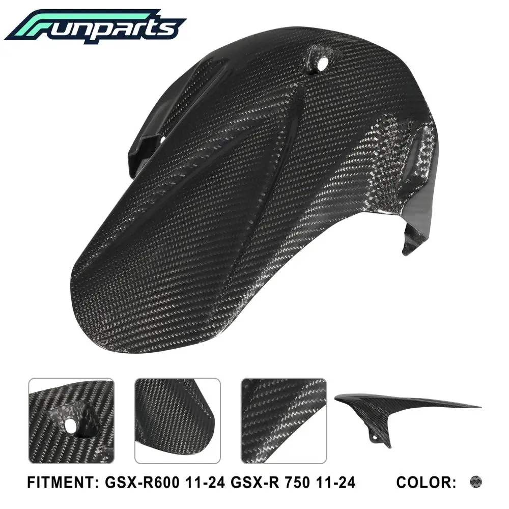 Funparts Motorcycles Rear Fender Durable Carbon Fiber Mudguard Wheel Protection For Suzuki GSX-R 600 750 2011-2024 Dirt Pit Bike