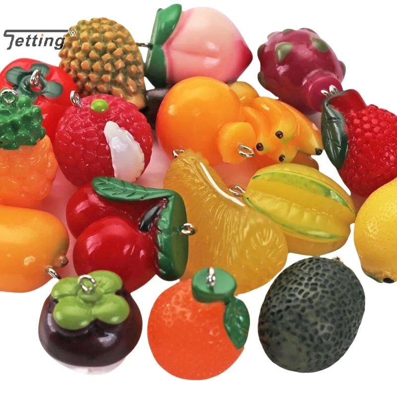 5PCS Lifelike Fruit Miniature 3D Strawberry Resin Beads DIY Handmade Bracelet Stringing Loose Beads Pendant