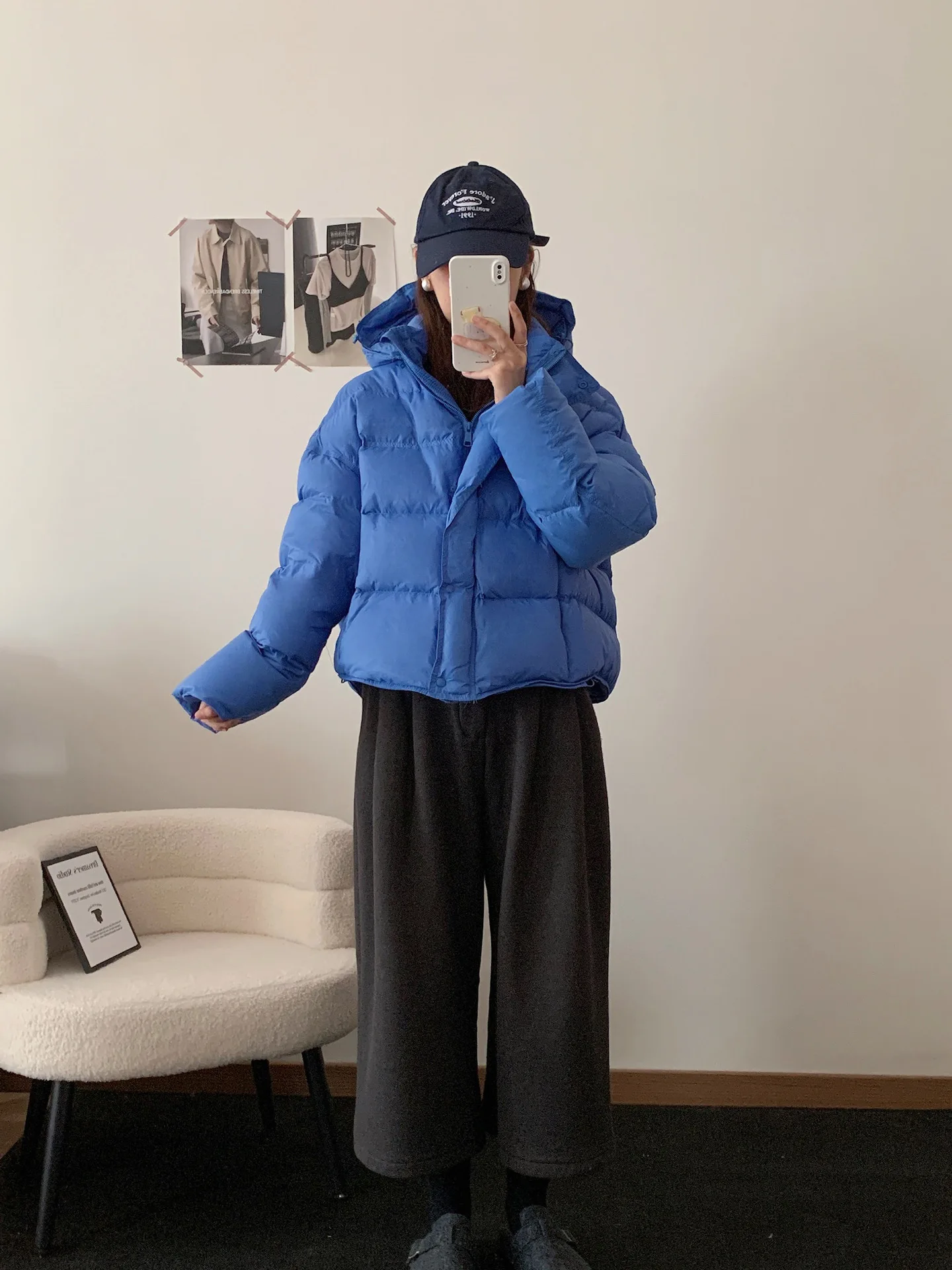 Korean Cropped Hooded Down Jacket for Women Winter Thickened White Duck Down Coats Woman Solid Color All Match Puffer Jackets