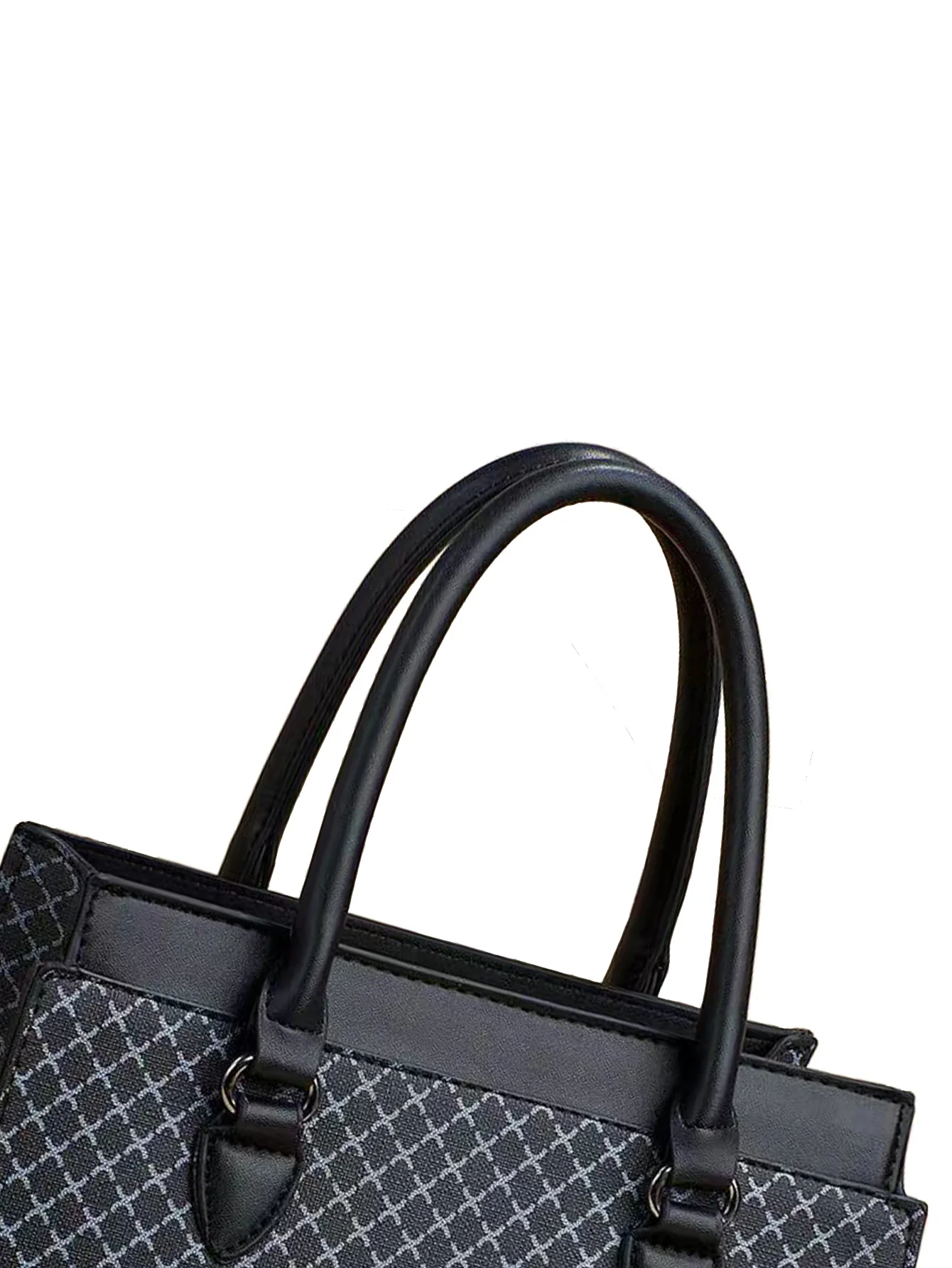 Elegante borsa combinata portatile da donna con stampa a quadri di diamanti di tendenza retrò, croce monospalla di grande capacità all-in-one senior