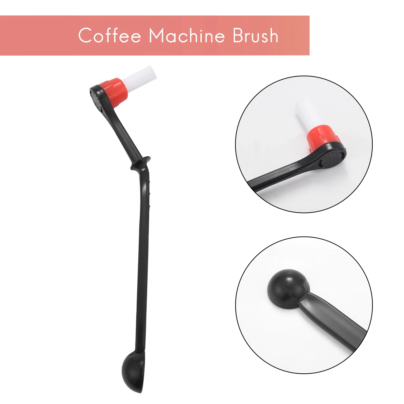 2-in-1 koffiezetapparaatborstel Nylon Espresso koffiemolen Borstels Koffielepel Machine Groepskop Keukengereedschap