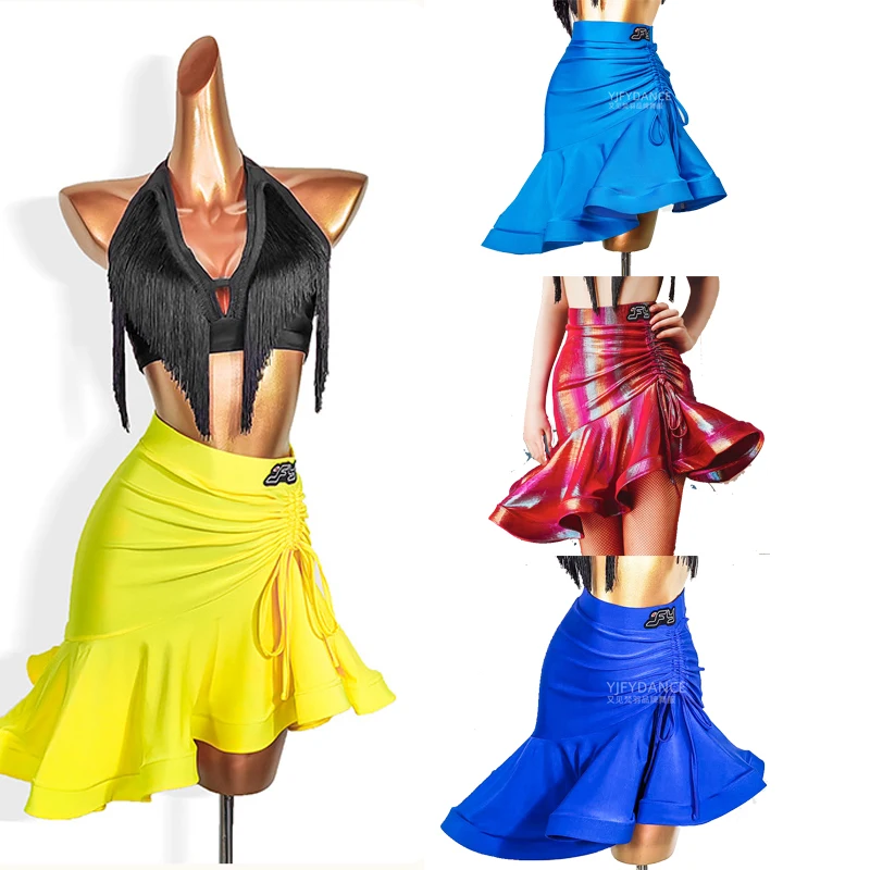 

2023 New Sexy Colorful Fishbone Skirt Latin Dance Practice Clothes For Women Chacha Rumba Tango Dress Latin Dance Skirts DN15932