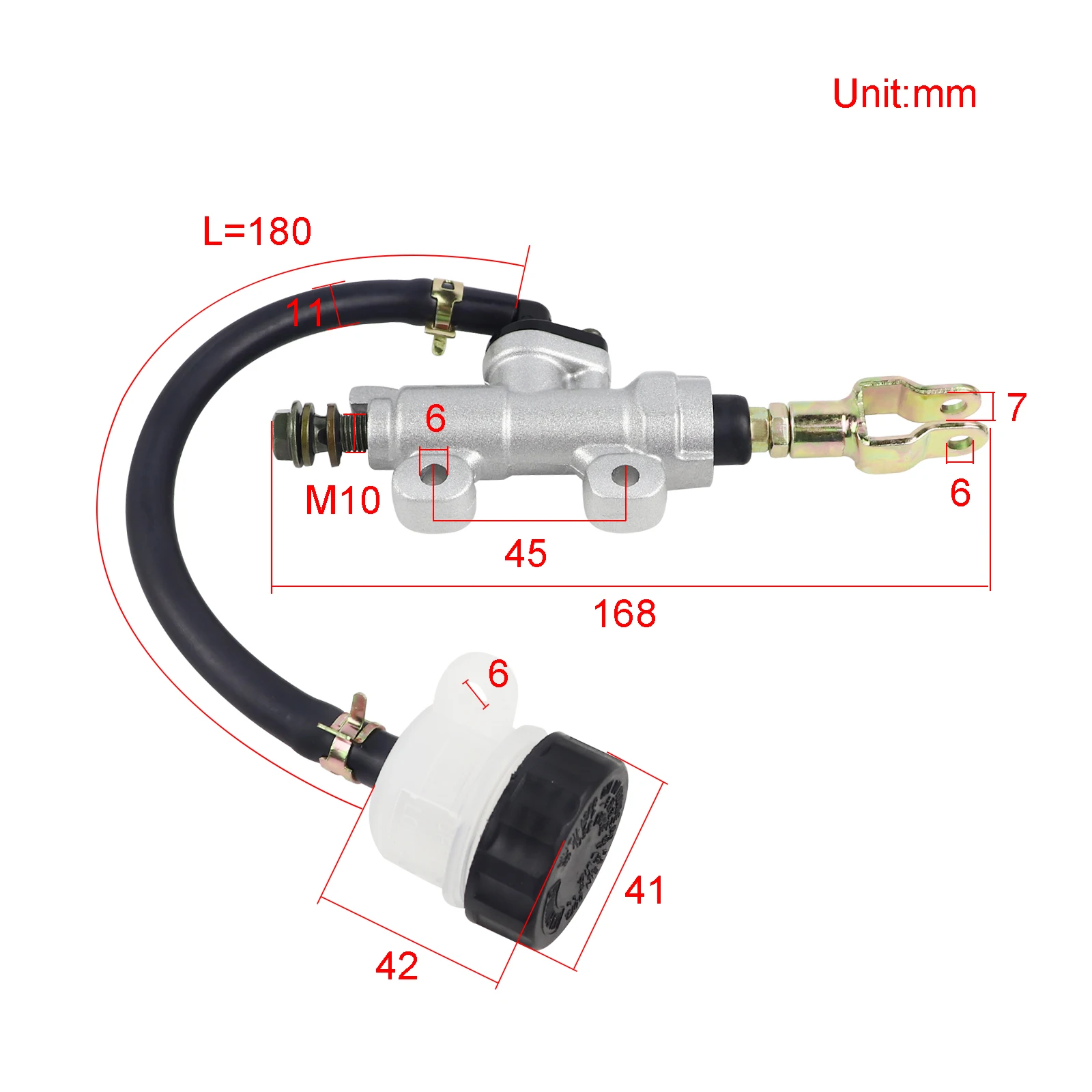 Motorcycle Rear Foot Hydraulic Brake Master Cylinder Pump for Yamaha Honda Suzuki 125cc 150cc 200cc 250cc ATV Quad