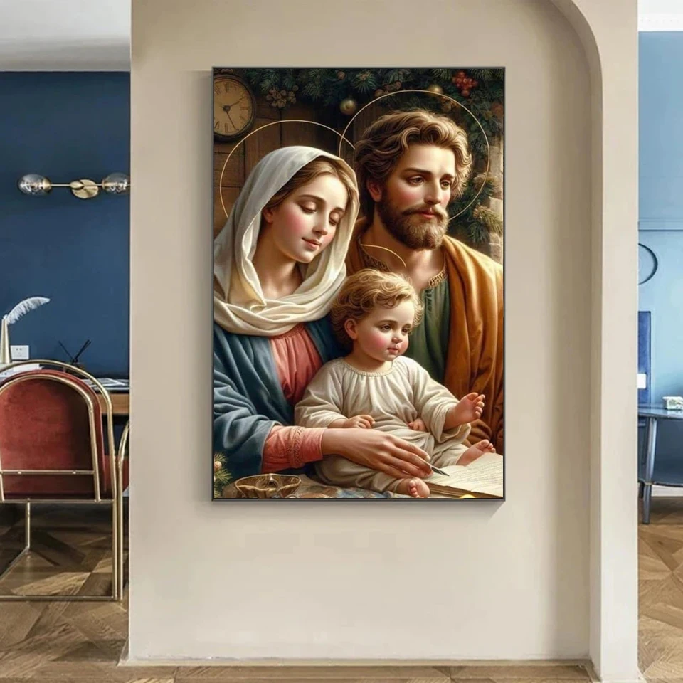 Peinture Diamant Sans Cadre, Broderie Diamantée, Icône Jésus Vierge Marie, Mosaïque de Strass, Peinture Diamantée Religieuse Chrétienne, Point de Croix, Décoration Maison