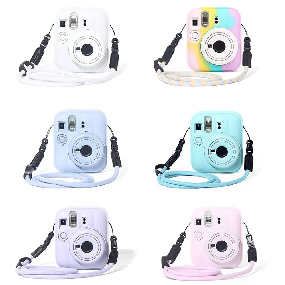 Silicone Instant Camera Case Soft with Strap Camera Protector Wear Resistant Anti Scratch Sleeve for Fujifilm Instax mini 13