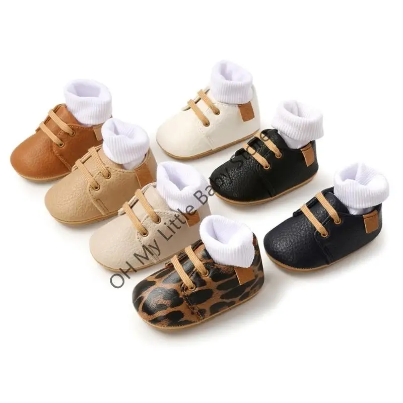 أحذية M76C للأطفال مضادة للانزلاق من عمر 0 إلى 12 شهرًا ونعل مطاطي للرضع أحذية ناعمة أحذية برباط للربيع #1