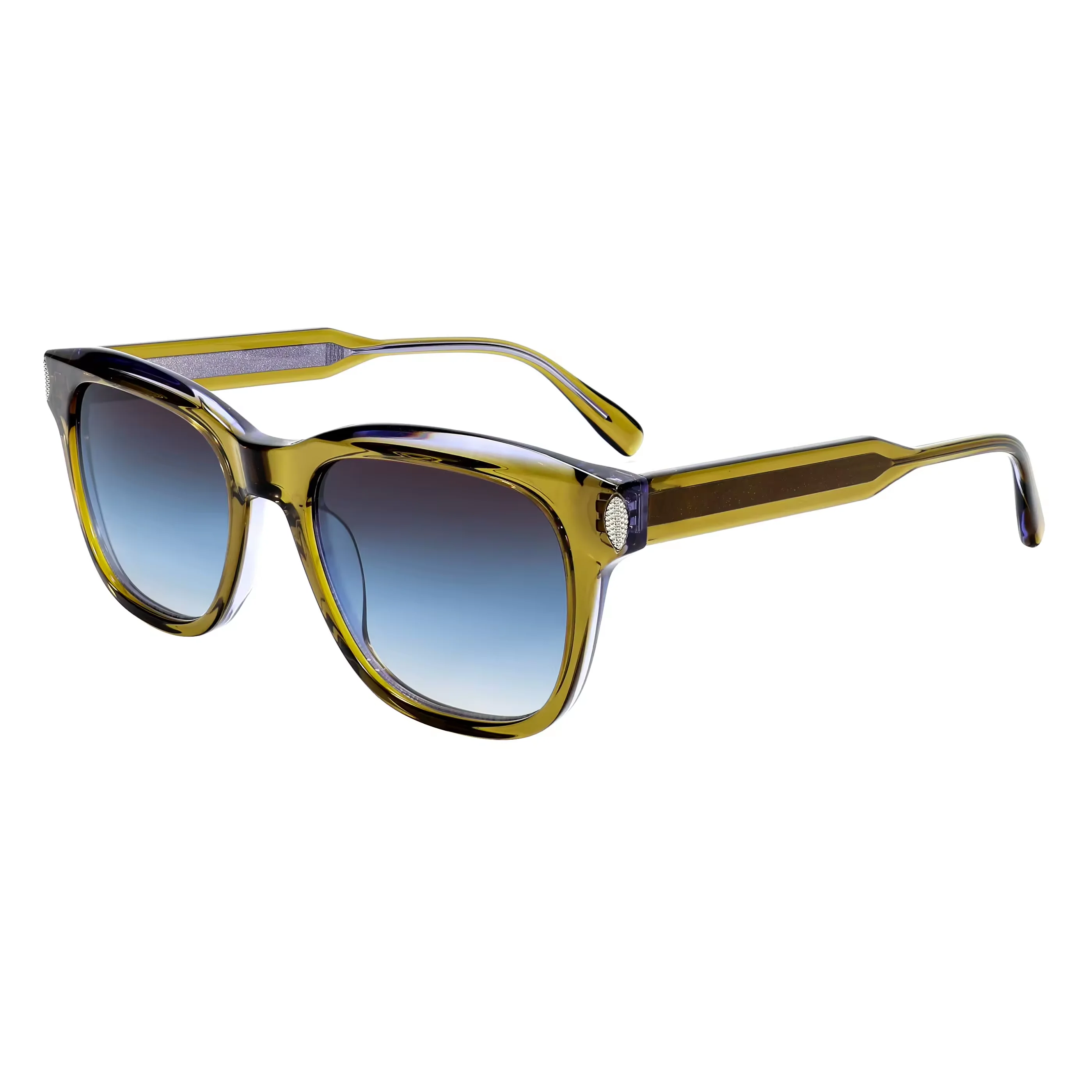 

VZONE Olive Acetate Sunglasses Vintage Rivet Retro Sun Glasses UV400 Protection Unisex New Designer Eyewear Fashion