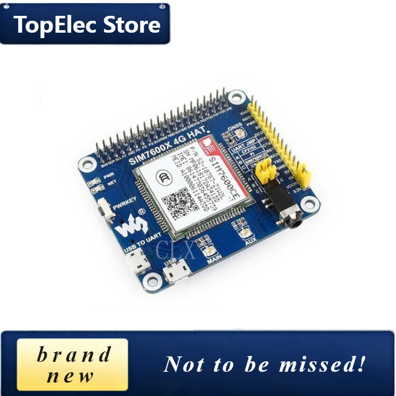 TopElec 4G/3G/2G/GSM/GPRS/GNSS HAT for Raspberry Pi, Based on SIM7600E-H