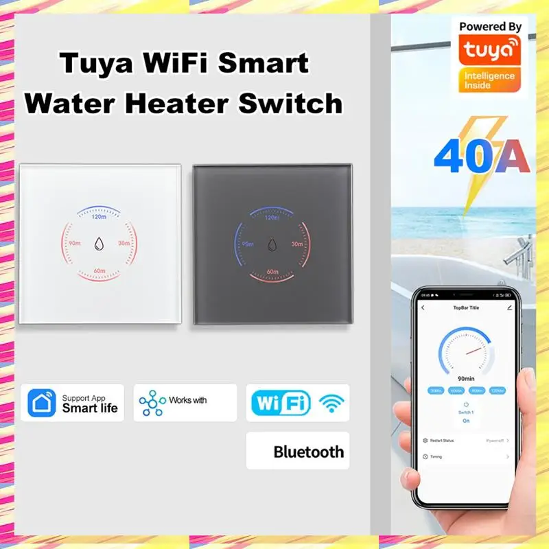 

ABJJ Wifi Water Heater Switch Smart Life App Remote Control Tuya EU 40A 8000W For Alexa Google Home A