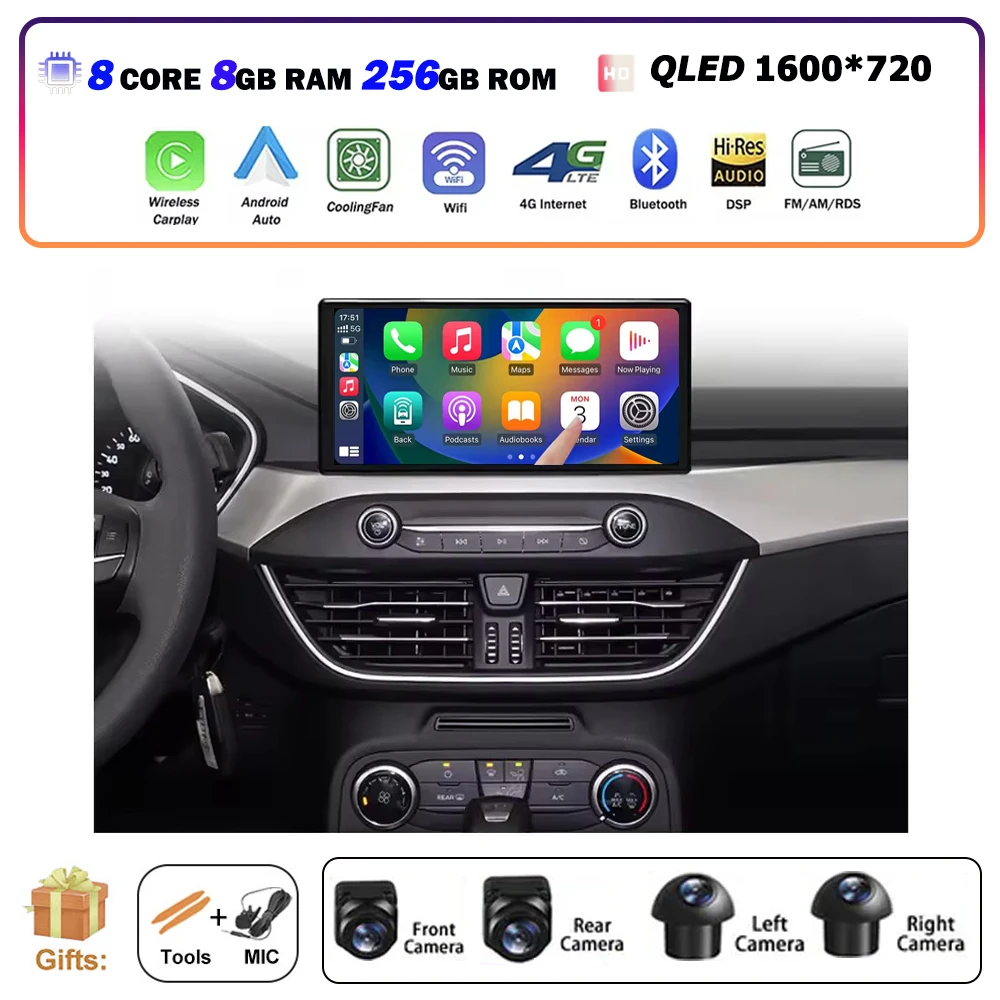 10.33 Inch Android 16 Voor FORD Focus 2019-2022 Autoradio Multimedia Video Player GPS Navigatie Stereo 360 Camera BT DSP Carplay
